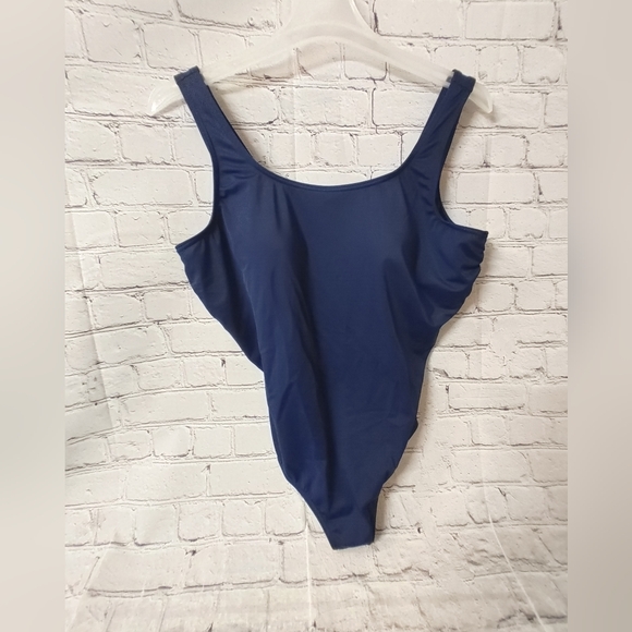 Lands' End One Piece Navy Blue Swimsuit Shelf Bra Bathing Suit 22W - Picture 1 of 10